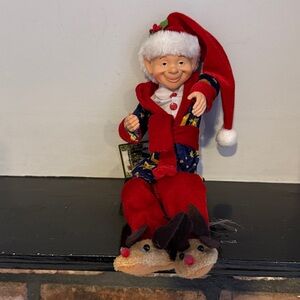 Festive Elf Figurine with Santa Hat